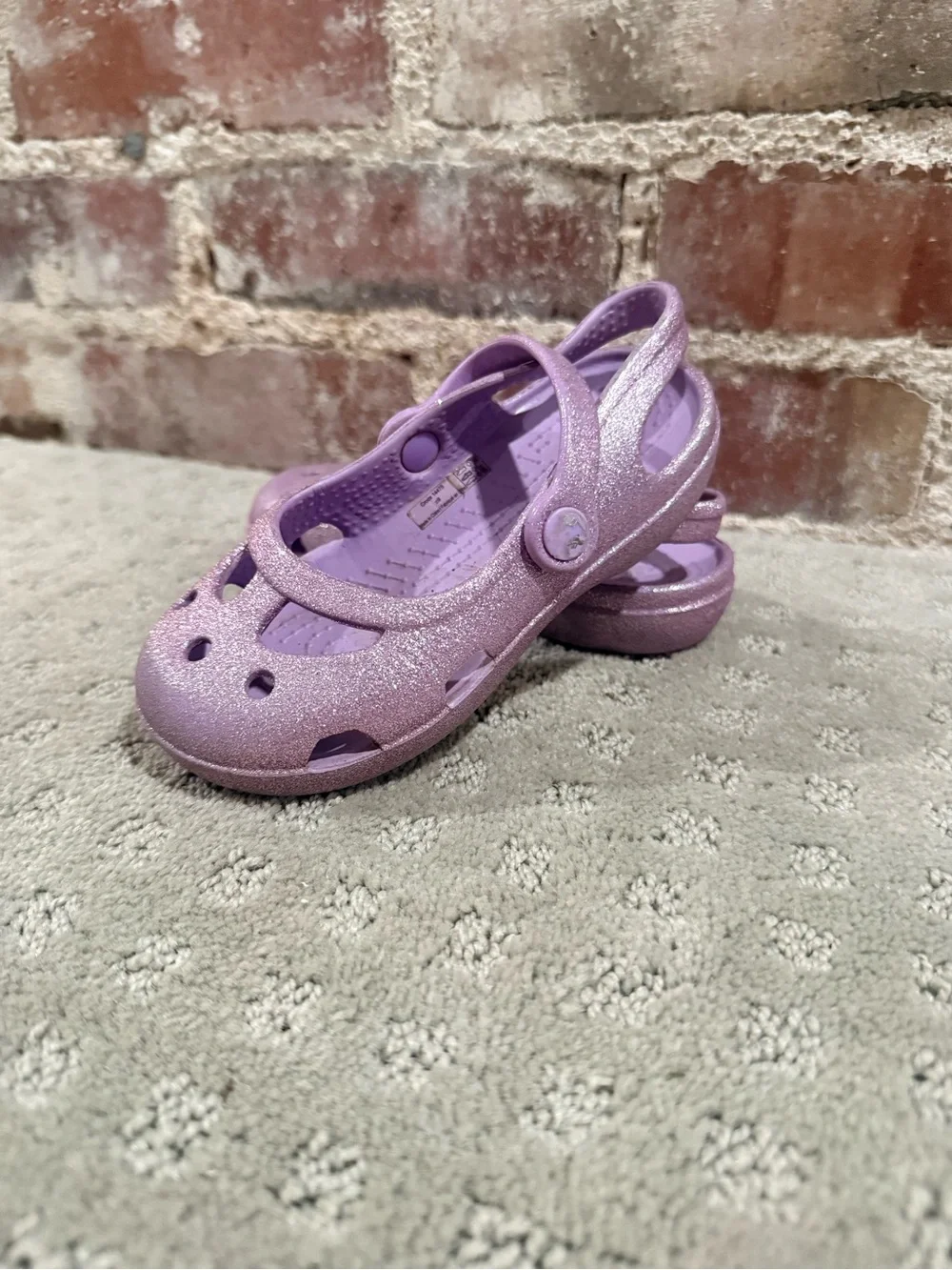 CROCS Kids Glitter Mary Jane Clogs - Lavender